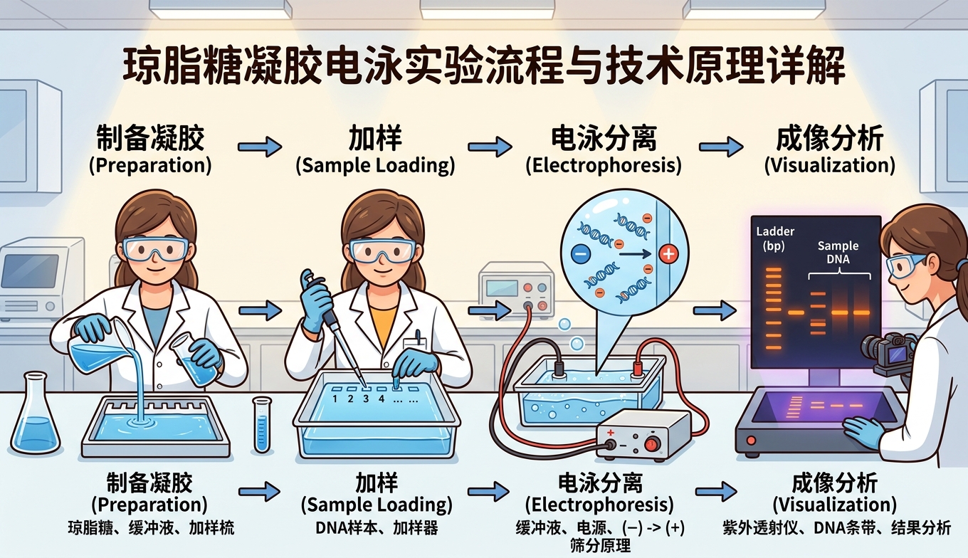 琼脂糖凝胶电泳实验流程与技术原理详解