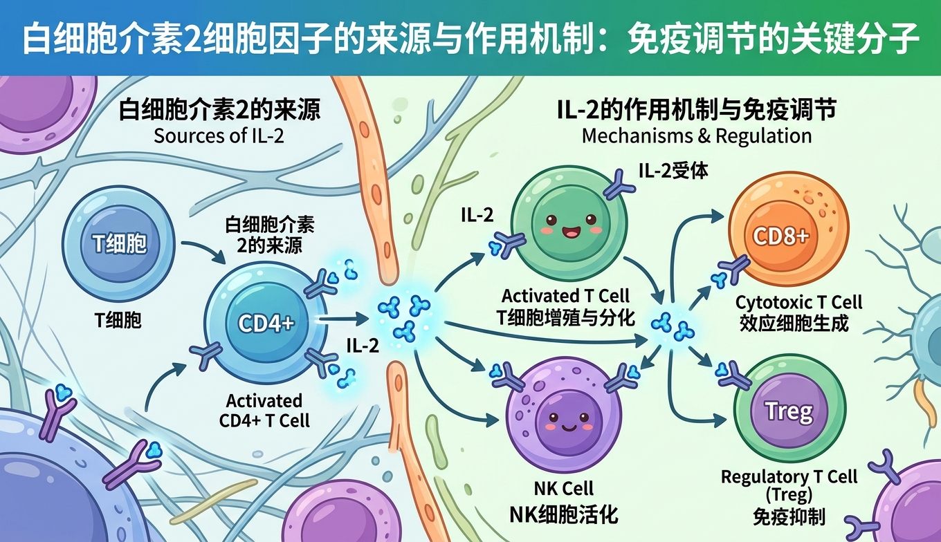 白细胞介素2细胞因子的来源与作用机制：免疫调节的关键分子