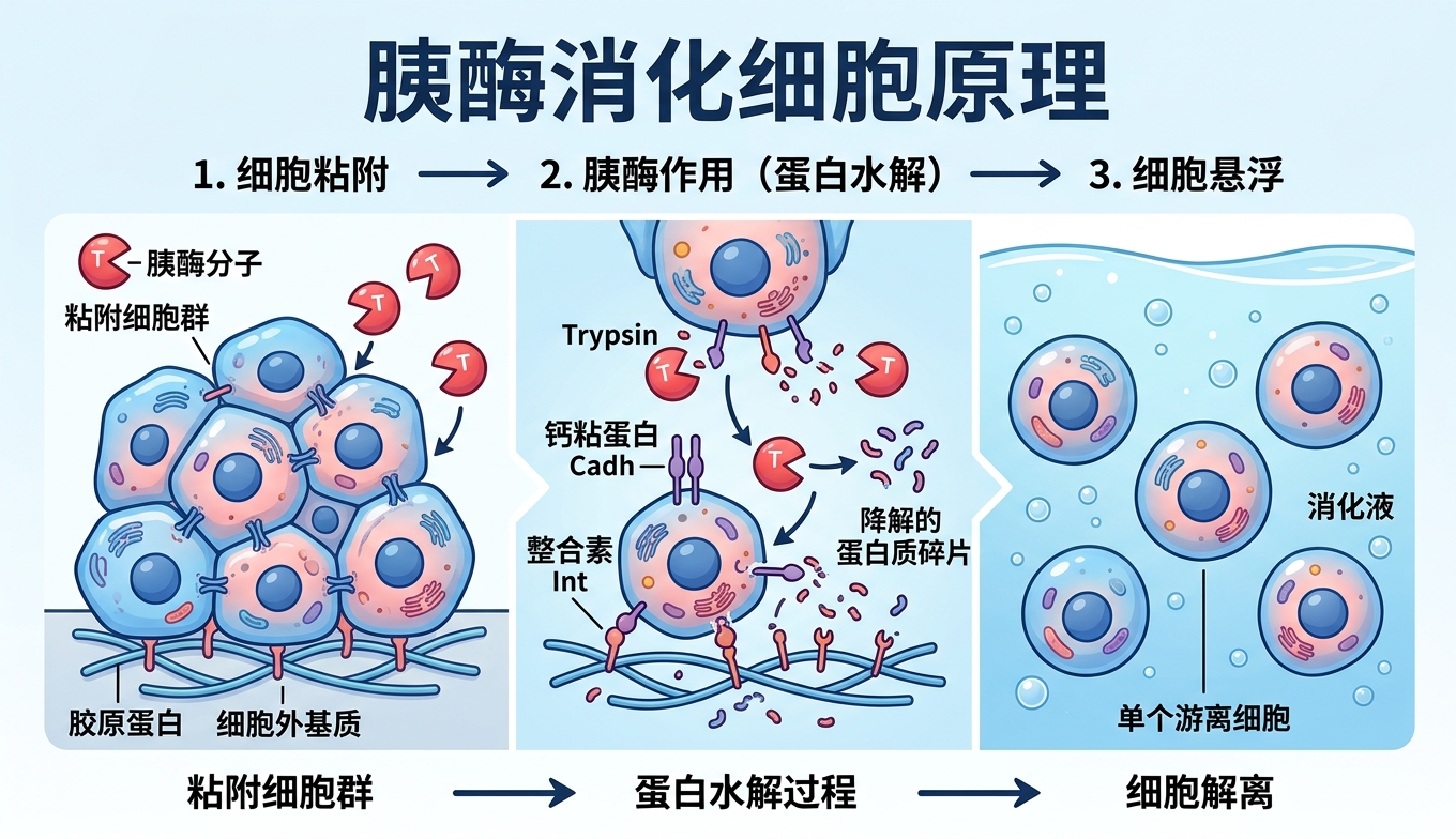 胰酶消化细胞原理详解：从蛋白水解到细胞解离的分子机制